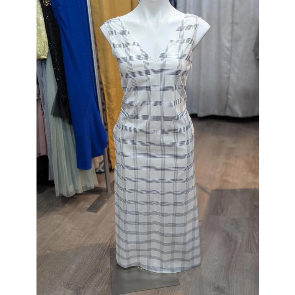 Theory Spring Plaid Deep V Maxi - Picture 3 of 7